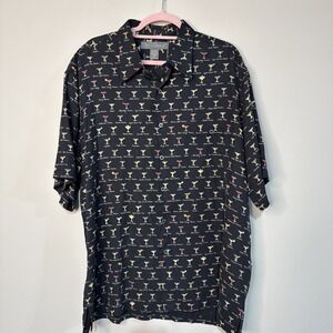 Tori Richard 100% Silk Shirt XL Martini Cocktail Print Hawaiian Aloha Mens